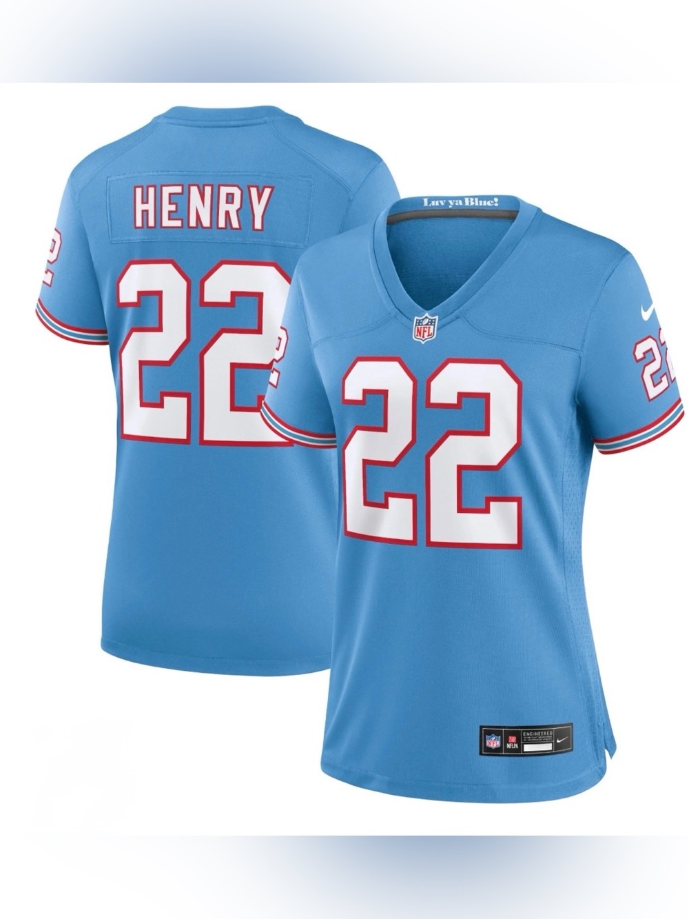 Nike Derrick Henry Titans Oilers Throwback Women Jersey L Light Blue NWT #22